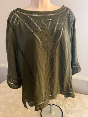 Banana Republic Heritage Collection Olive Green 3/4 Blouse Size Medium M